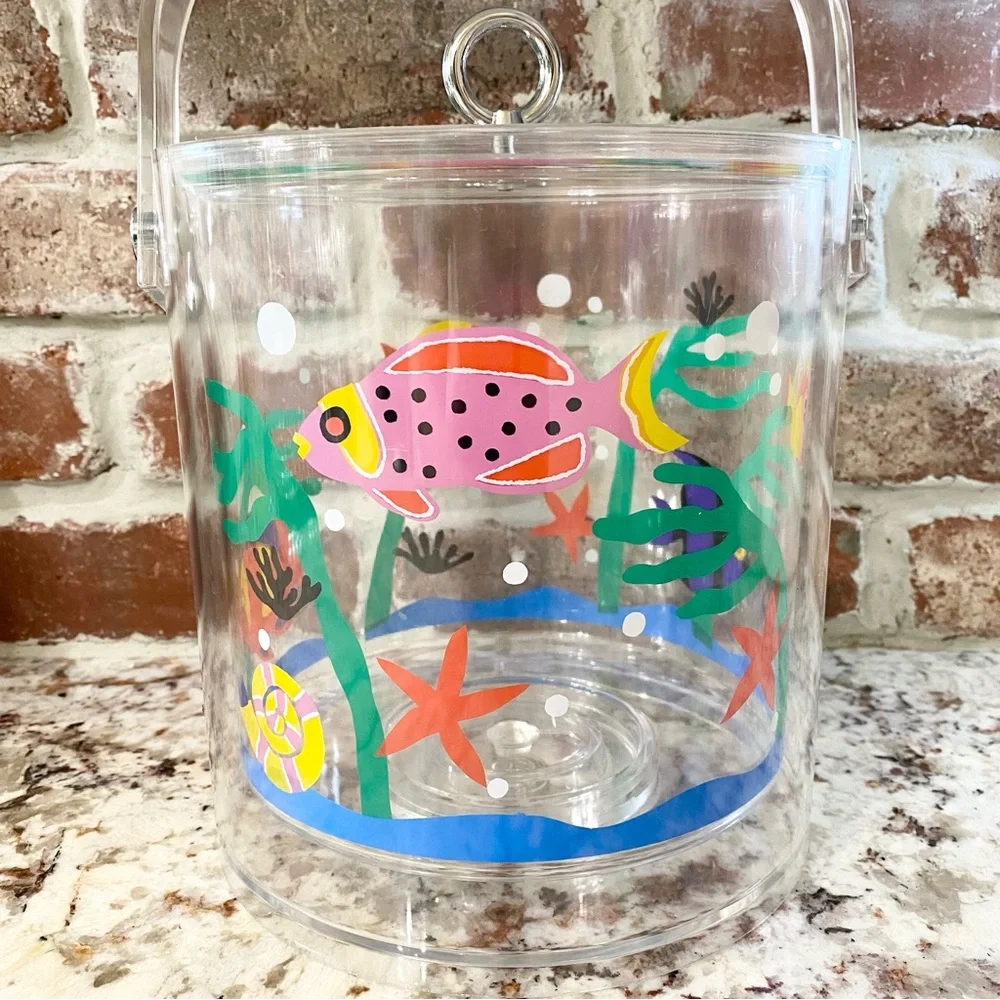 Vintage 1990s /80s Department 56 Acrylic Fish Ice Bucket